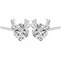 wholesale S925 Sterling Silver Maker Sweet "Deer with You" Rhinestone-Zircon Deer Antler Stud Earrings Women's Jewelry-0-4