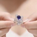 wholesale 18k Gold Plated S925 Silver Laboratory Royal Blue Cultured Sapphire Oval 7*9mm High-End Jewelry Closed Ring-0-0