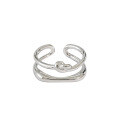 wholesale S925 Sterling Silver Korean Version Ins Minimalist Irregular Double-Layer Line Knot Ring for Women-0-4