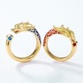 wholesale S925 Silver New Fashionable and Popular Dragon and Phoenix Pair Ring, Niche Design with Cold Enamel, Couple's Ring for Wholesale-0-3