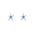 wholesale 925 Sterling Silver Blue Iris Flower Stud Earrings-0-0