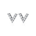 wholesale S925 Sterling Silver Sweet and Fresh Letter V Stud Earrings for Women, Korean Style Minimalist Mini Diamond Inlaid Ear Accessories G2939-0-4
