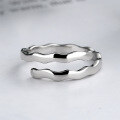 wholesale S925 Sterling Silver Korean Dongdaemun Simple and Versatile Wave Irregular Design Openable Personality Ring for Women-0-2