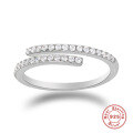 wholesale S925 Sterling Silver Single Row Inlaid Diamond Open Ring, Ins Simple and Versatile Zircon Ring for Women, Popular in Europe and America-0-6