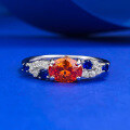 wholesale S925 Silver Stunning New Live Stream Edition Simulated 5*7mm Oval Fanta Orange French Romantic Ring-0-0