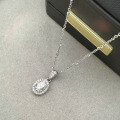 S925 Sterling Silver 1ct 5*7 Oval Moissanite Necklace with Halo Pendant-0-2