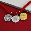 wholesale 925 Sterling Silver Shan Gui Coin Tai Chi Bagua Pendant DIY Braided Cord Bracelet Accessory Keychain Necklace-0-2