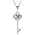 S925 Sterling Silver Moissanite Four-Leaf Clover Key Pendant Necklace Wholesale-0-3