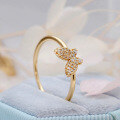 wholesale S925 Silver Plated 14k Gold White Zircon Ring, Duli Jewelry Spring New Collection Japanese Fresh and Gentle Style-0-2