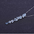 wholesale 925 Sterling Silver Natural Topaz Necklace, European and American Style Gemstone Beaded Design Pendant-0-1