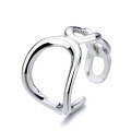 wholesale S925 Sterling Silver Irregular Twist Loop Chain Fashion Open Ring,Ins Trendy Index Finger Ring for Women-0-4