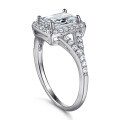 wholesale 925 Sterling Silver Cross-border E-commerce Women's Ring, Index Finger Ring, European and American Rectangle Zircon Square Diamond Ring, Pure Silver Light Luxury-0-4