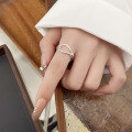 wholesale S925 silver vintage distressed geometric twisted rope creative niche trendy unique design open ring-0-4