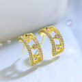 wholesale 925 Silver Dewdrop Full Diamond Earrings for Women, Hollow Half-Hoop Vintage Style Earrings, Jewelry New Collection-0-0