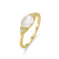 wholesale S925 Sterling Silver, 09ct New Small Fresh Style Opal Ring with Natural Moonstone in Gold Tone-0-4