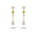 wholesale S925 silver gold-plated natural peridot long crystal stone earrings with a fresh and advanced feel, pure silver earrings for women-0-4