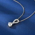 925 Sterling Silver D Color Moissanite Geometric Drop Pendant Necklace-0-0