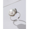 wholesale 925 Sterling Silver Pearl Ring for Women, Adjustable Opening, Minimalist and Luxurious Small Design, High-End Sense Index Finger Ring-0-0