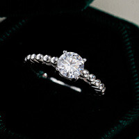 925 Sterling Silver Moissanite Classic 1-Carat Four-Prong Asymmetric Ring for Cross-Border Live Streaming-1-carat moissanite - No. 5