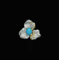 wholesale 925 Silver Gold-Plated High-Carbon Diamond 22ct Cabochon Blue Turquoise Rose-Cut Flower Color-Divided Electroplated Pistil Exquisite Ring-0-5