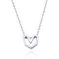 wholesale S925 Sterling Silver Korean New Creative Hollow-Out Personalized Heart Pendant Collarbone Chain, Fashion Minimalist Plain Silver Love Necklace for Women-0-4