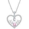 wholesale 925 Sterling Silver Cross-Border 5A Zircon Heart Necklace for Women Silver Pendant Jewelry-0-9