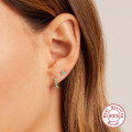 wholesale S925 Sterling Silver Turquoise Inlaid Diamond Ear Hoop, Classic and Versatile Ins Style Earring-0-1