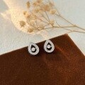 wholesale Fine Silver S999 Teardrop Hoop Earrings for Women, Light Luxury Elegant Fashion Minimalist Versatile Korean Style Ear Accessories-0-5