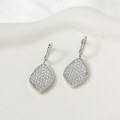 wholesale 18k Gold Plated S925 Silver Geometric Leaf Full Moissanite Round Women's Luxury Earrings-0-3