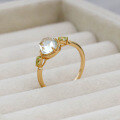 wholesale S925 silver plated with 14k gold, Duli Jewelry spring new Japanese minimalist style peridot green amethyst ring-0-1