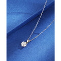 wholesale 925 Sterling Silver Moissanite Necklace for Women, One Carat Solitaire Pendant Collarbone Chain, Small Design, Gift for Girlfriend on Qixi Festival-0-1