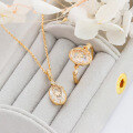 wholesale S925 Sterling Silver Gold-Plated, Same Style Winter New Shining Quartz Pendant Floral Necklace Jewelry Wholesale-0-0