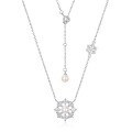 wholesale Sterling Silver New Korean Christmas Gift Snowflake Necklace Simple and Versatile Pearl Pendant Collarbone Chain Wholesale-0-5