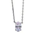 wholesale 925 Silver ZHUO ZHI FAN Jewelry New Oval 5*8 Rice-Shaped Necklace for Women High-Carbon Diamond Stackable Collarbone Chain Pendant-0-4