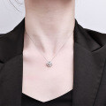 S925 Silver Fashion Pendant Necklace with Zirconia Four-Leaf Clover-0-2