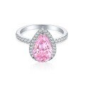 wholesale S925 Sterling Silver 4ct Colorful Gemstone Ring for Women, High-End Flame Ice Flower Cut High-Carbon Diamond Exaggerated Design-0-4