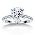 wholesale S925 Sterling Silver Plated with 18K, 2-Carat Cross-Border Moissanite Ring, Women's Pear-Shaped Teardrop Fashion Engagement Diamond Ring-0-4
