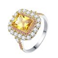 wholesale S925 silver ring set with eBay fashion champagne-colored high-carbon diamond engagement ring, 7*9 yellow band-0-4