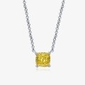 wholesale S925 Sterling Silver Pillow Cut Money Attracting Yellow Diamond Ring Necklace, Full Body High Carbon Diamond, Rich Heiress Diamond Ring Collarbone Chain-0-4