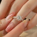 S925 Sterling Silver 05ct Moissanite Women's Interwoven Snowflake Sunflower Engagement Ring Setting-0-2