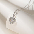 wholesale S925 Silver Korean Fashion Hollow Diamond-Encrusted Sweet Creative Beating Heart Pendant Necklace for Women-0-2