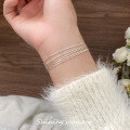 wholesale 925 Sterling Silver Silk Textured Multi-Layer Stackable Bamboo Chain Bracelet Simple Ins Style Hand Jewelry S7020-0-1