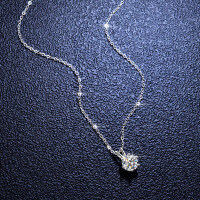 S925 Silver Moissanite Pendant Necklace for Women, Six-Claw Setting, Live Stream Drop Shipping-1 carat gold (set with moissanite)  925 silver