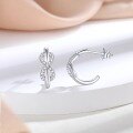 wholesale S925 sterling silver small Chanel-style double C stud earrings, minimalist, niche, exquisite, unique, designed circle hoop earrings for women-0-1