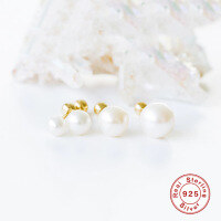 wholesale S925 Sterling Silver Minimalist Pearl Threaded Cartilage Ear Stud, a Popular Cross-Border Trendy Creative Single Earring in Japan and Korea-Single 3.5mm