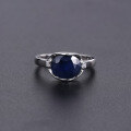 wholesale S925 Silver Light Luxury Minimalist Design Natural Sapphire Ring Fashion Fine Setting Natural Colored Gemstone Ring-0-1