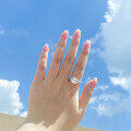 S925 Sterling Silver Square Zircon Ring, Cross-border Supply, Flashy & Minimalist Style-0-0