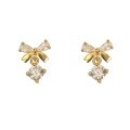 wholesale 925 Sterling Silver Sweet and Lovely Bow-shaped Stud Earrings with Inlaid Diamonds, Unique and Stylish Women's Jewelry M05126-0-4