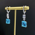 wholesale S925 Silver New Collection Paraiba 10*11mm Rectangular Green Zircon Earrings for Women,-0-1