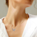 wholesale S925 Sterling Silver 1ct Moissanite Butterfly Pendant Necklace with Full Diamond Accents, Unique Design for Cross-Border Hot Sales-0-3